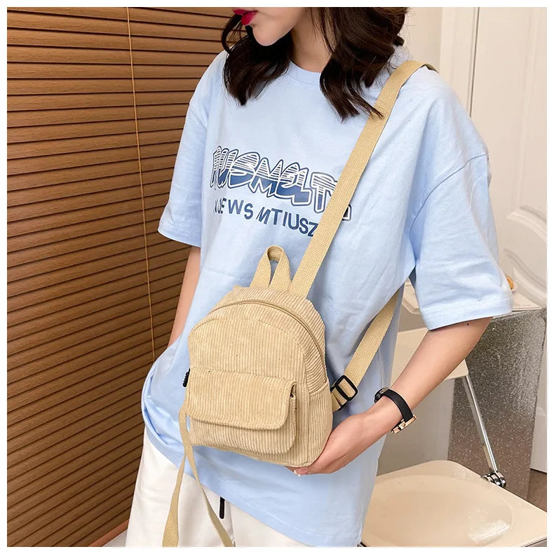 Mini corduroy backpack