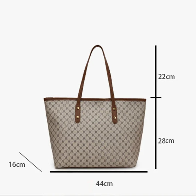 Large capacity leather shoulder tote bag