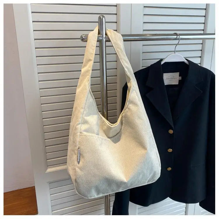 Women’s casual corduroy shoulder tote bag