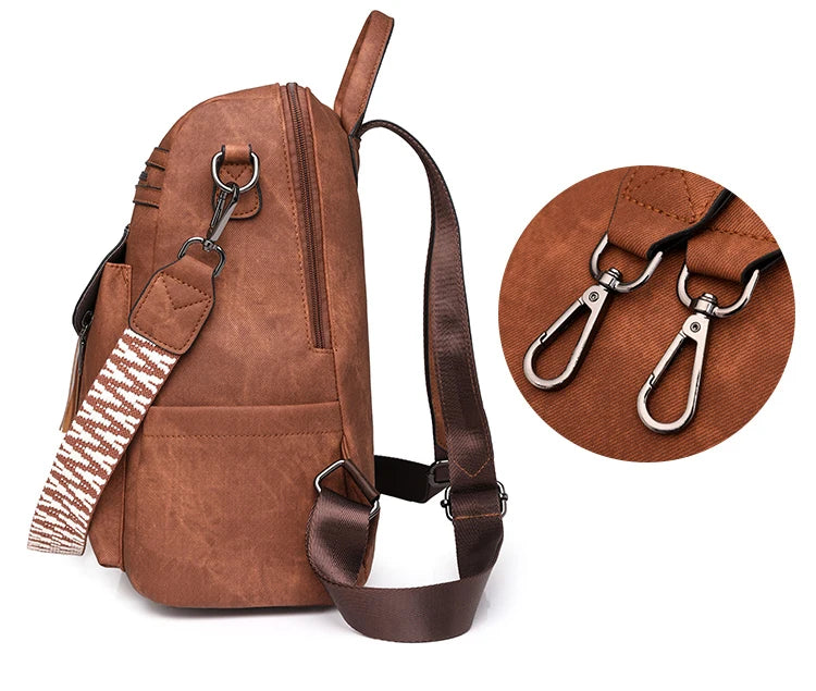Vintage leather school knapsack