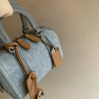 Structured denim crossbody handbag