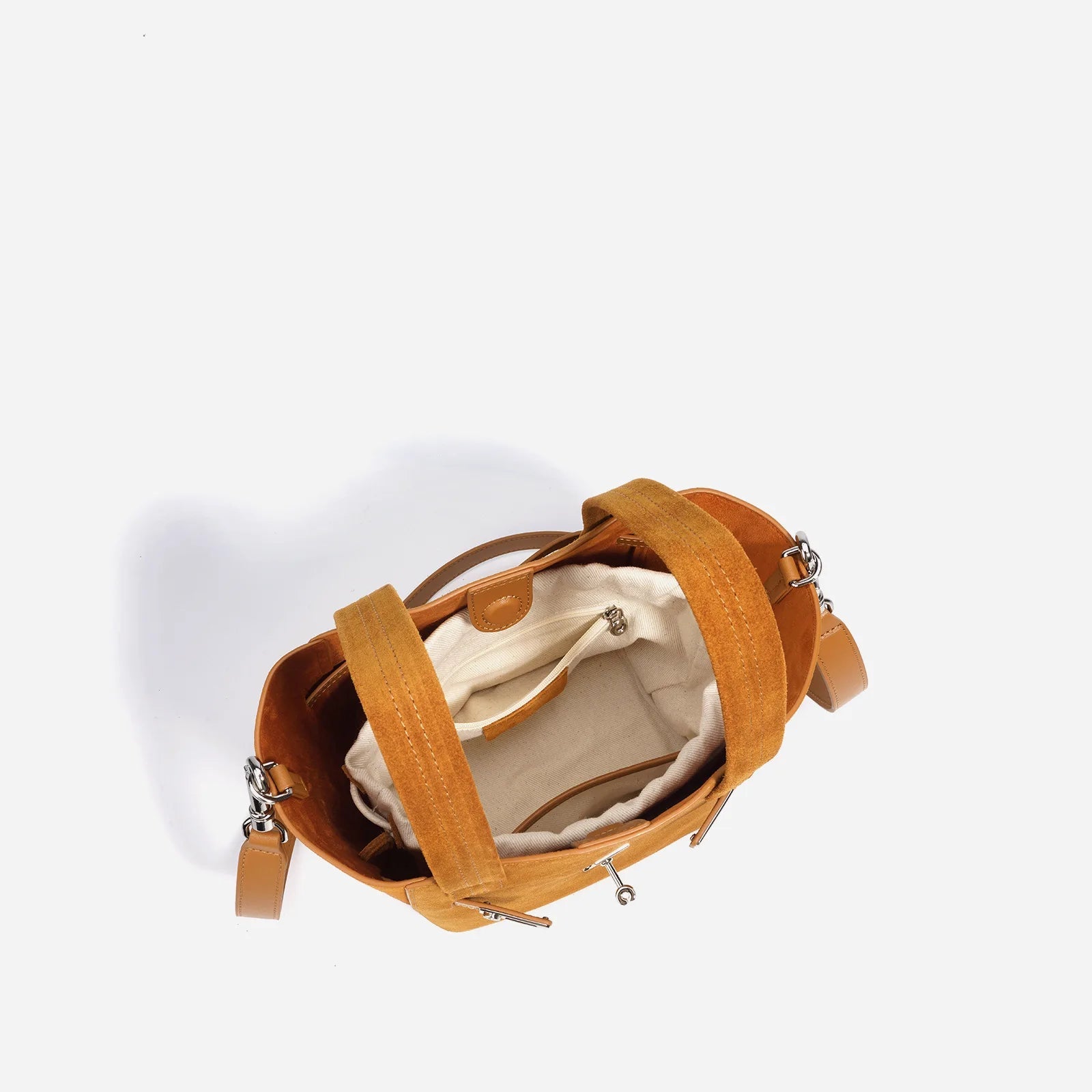 Designer-inspired suede handbag