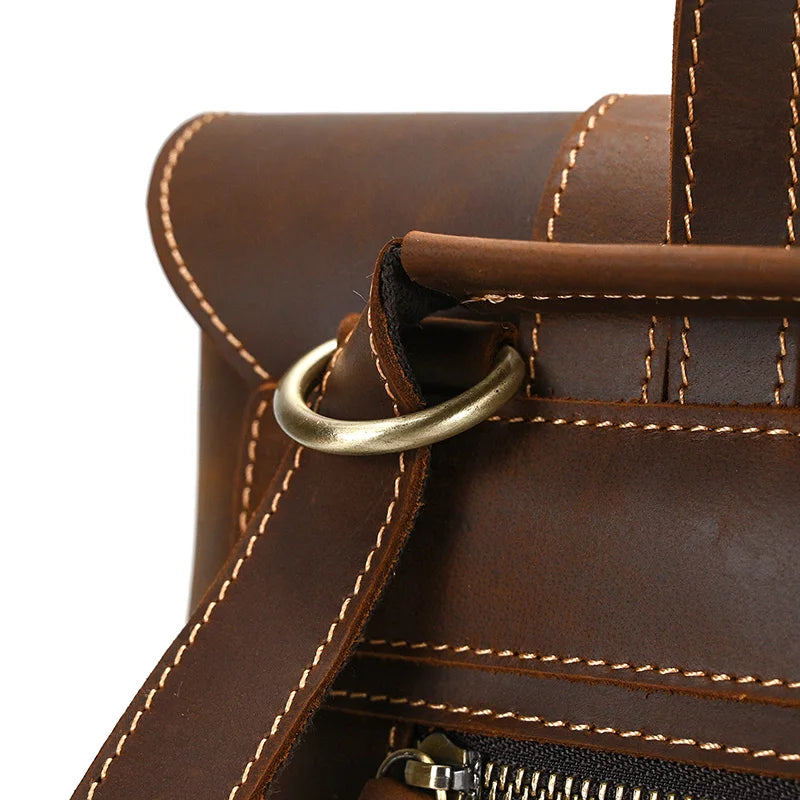 Structured leather rucksack backpack
