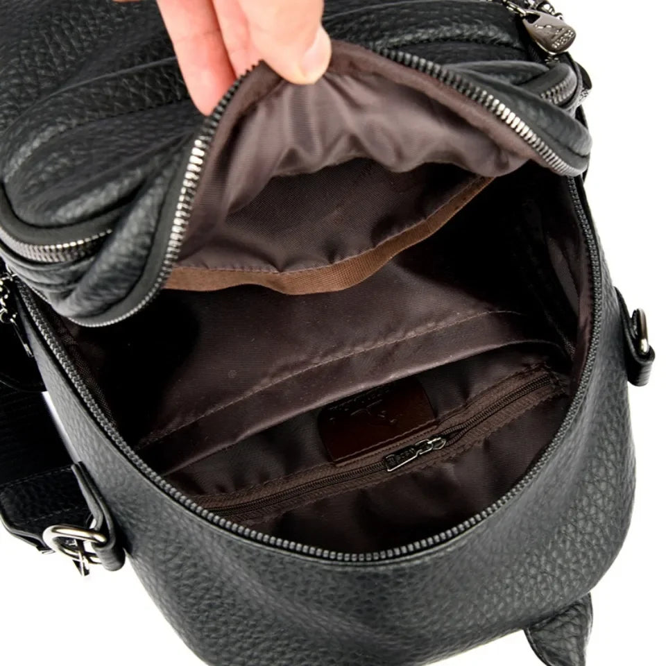 Convertible leather backpack for women