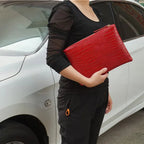 Textured leather clutch
