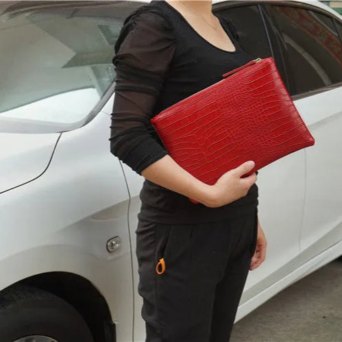 Textured leather clutch