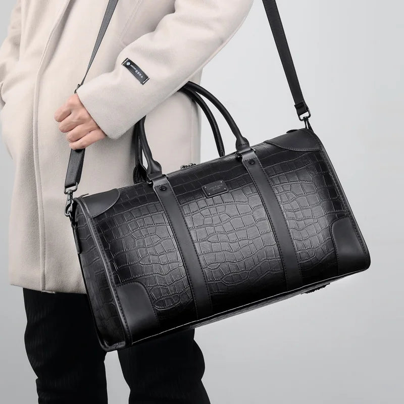 Unisex leather duffle bag