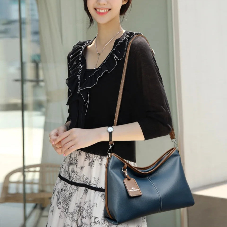 Leather handbag for work, shopping, or travel