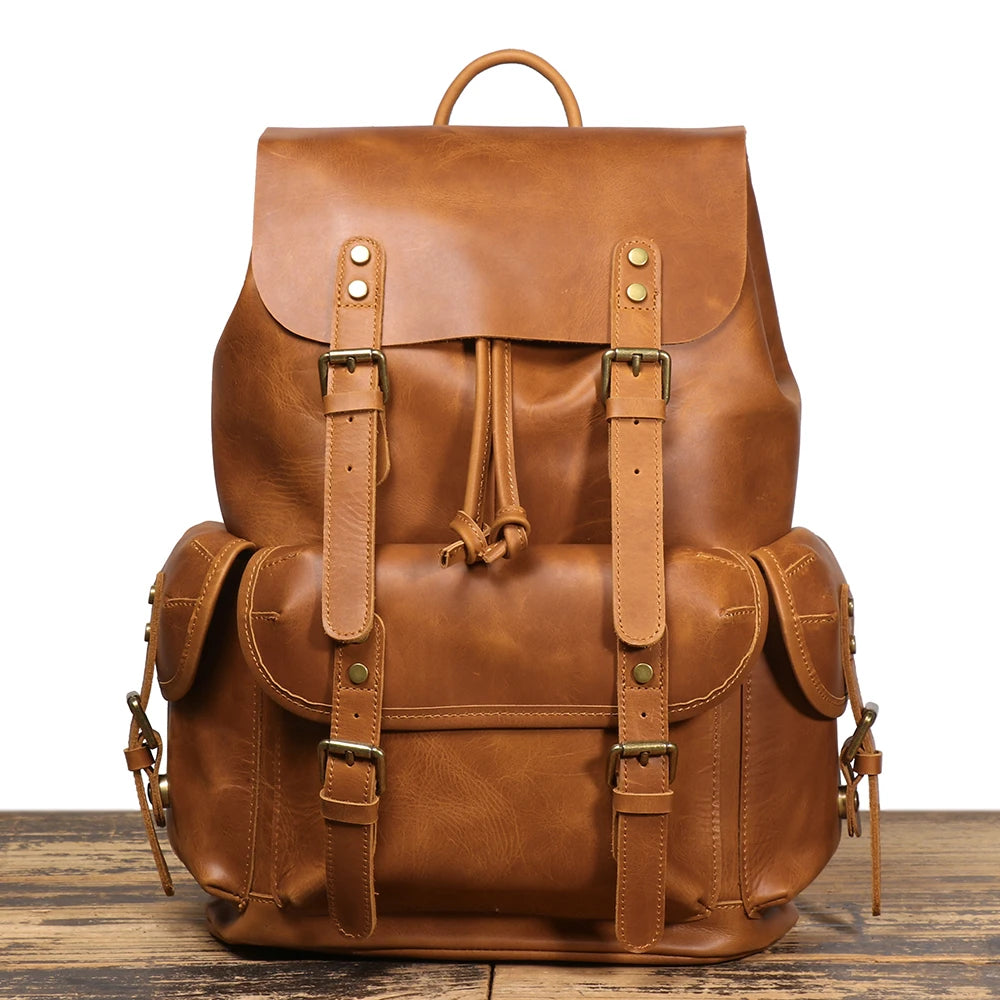 Vintage brown leather rucksack