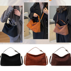 Suede shoulder handbag