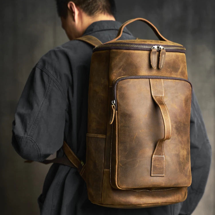 Leather rucksack for men