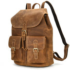 Leather laptop rucksack with top handle