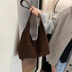 Retro suede slouch bag