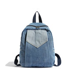 Embroidered women's denim backpack
