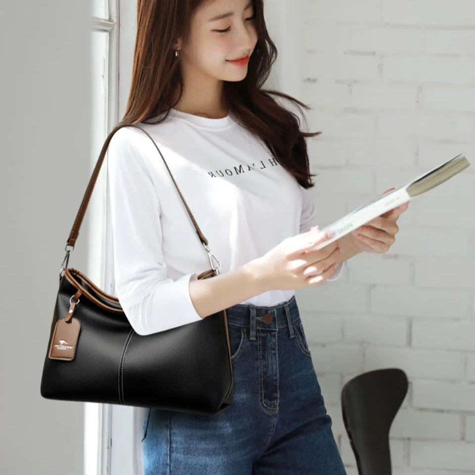 Leather handbag for work, shopping, or travel