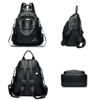 Convertible leather backpack for women