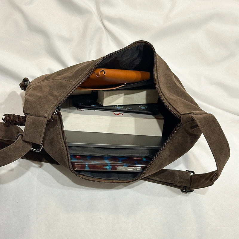Slouchy suede shoulder bag