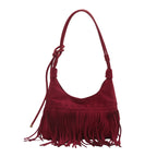 Fashion suede shoulder bag with curved shape