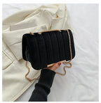 Corduroy handbag with soft velvet texture