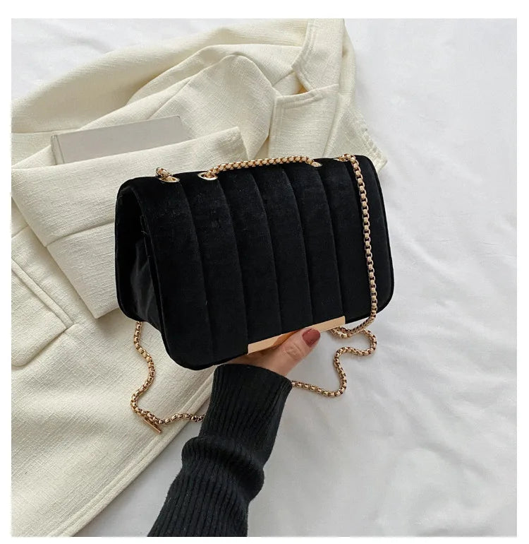 Corduroy handbag with soft velvet texture