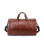 Carry-on size leather weekender duffle bag