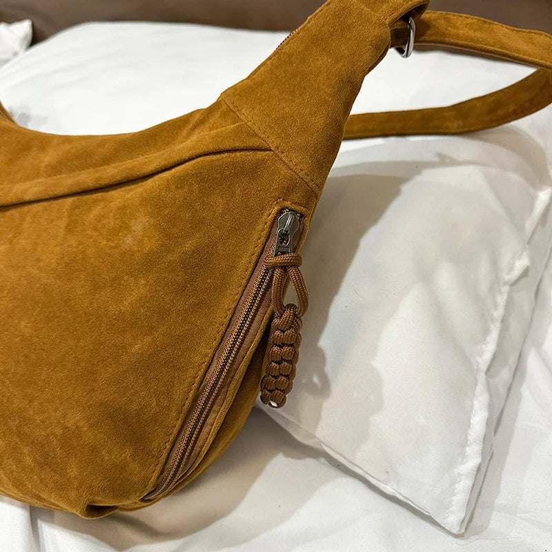 Slouchy suede shoulder bag