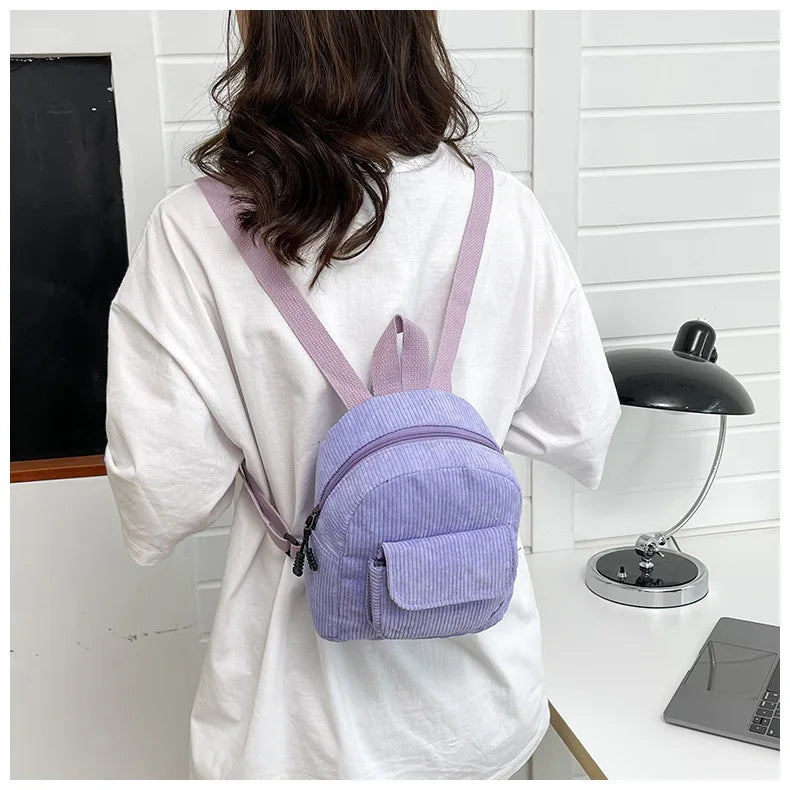Mini corduroy backpack