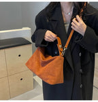 Everyday suede shoulder purse with secure zipper