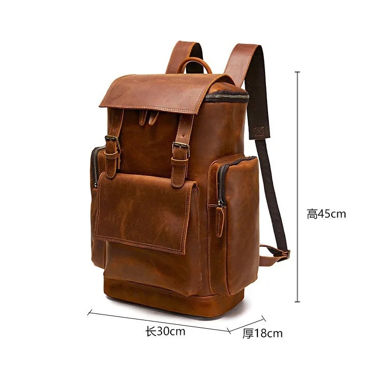 Classic leather hiking rucksack