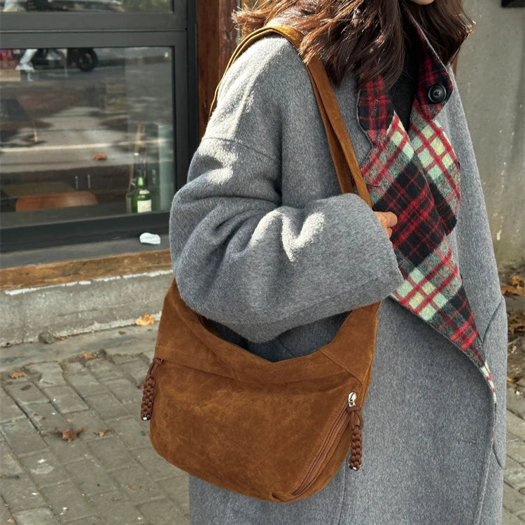 Slouchy suede shoulder bag