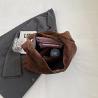 Minimalist suede shoulder slouch bag