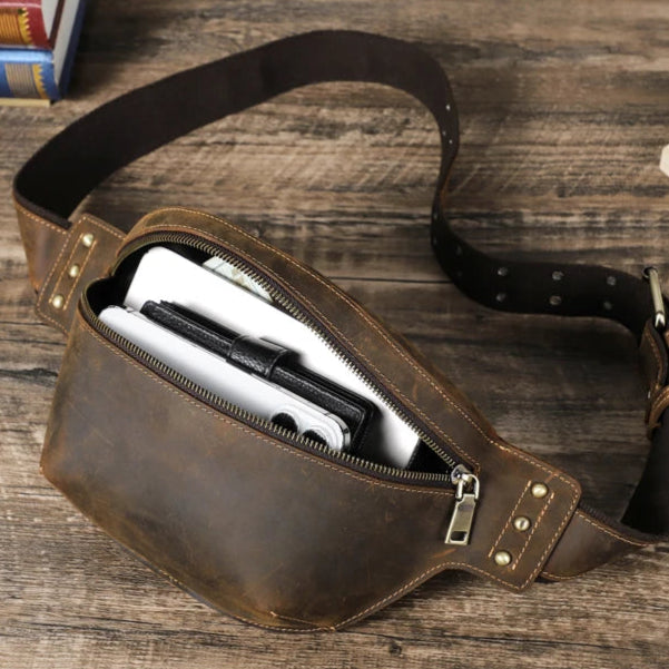 Structured leather waist bag