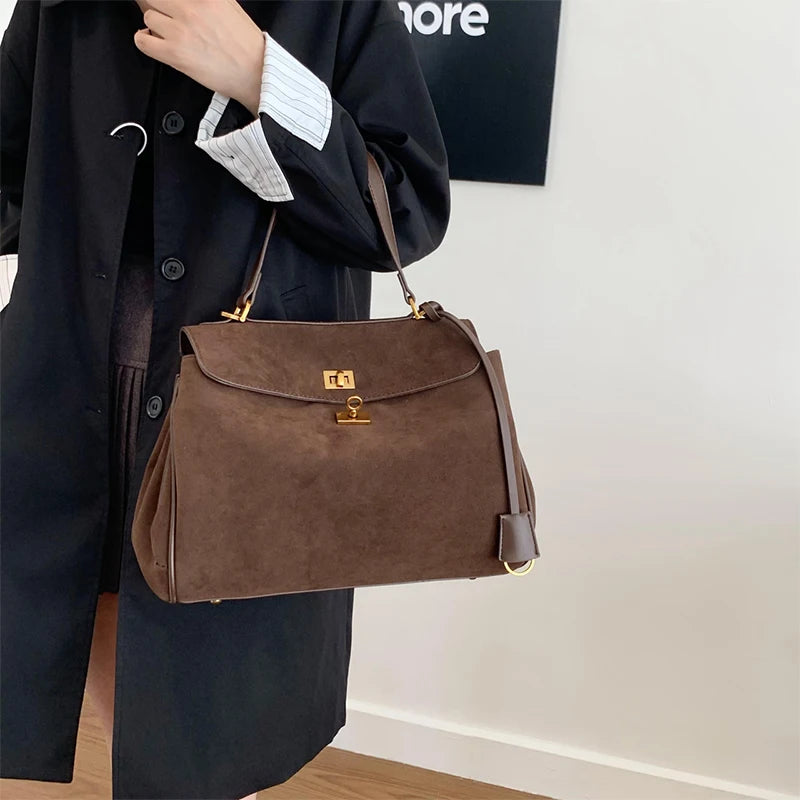 Chic suede handbag for work and city style