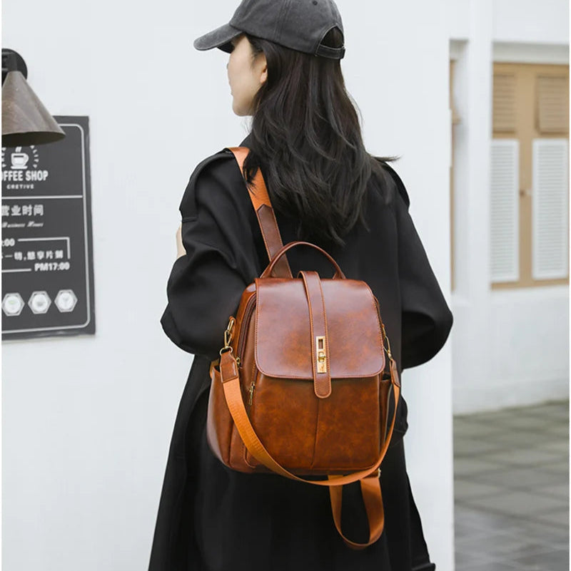 Leather flap satchel