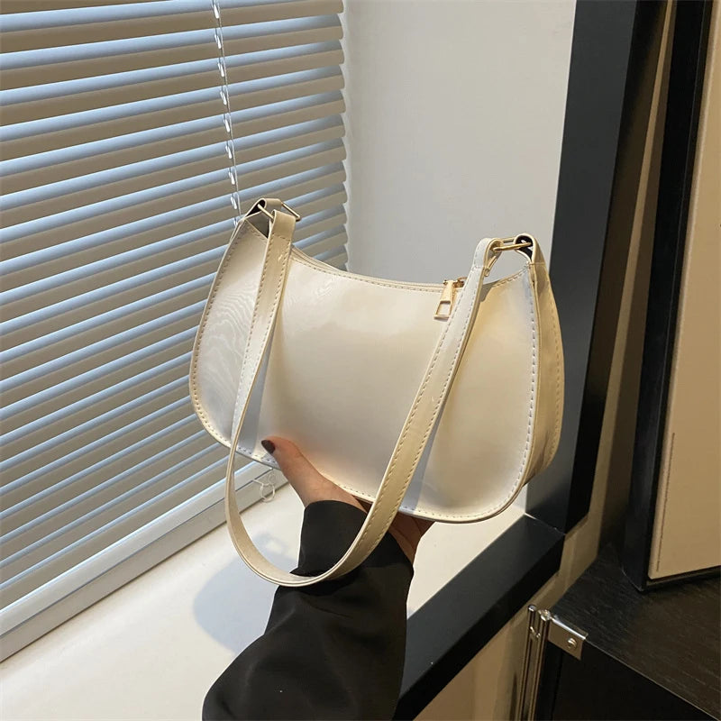 Shiny leather hobo bag