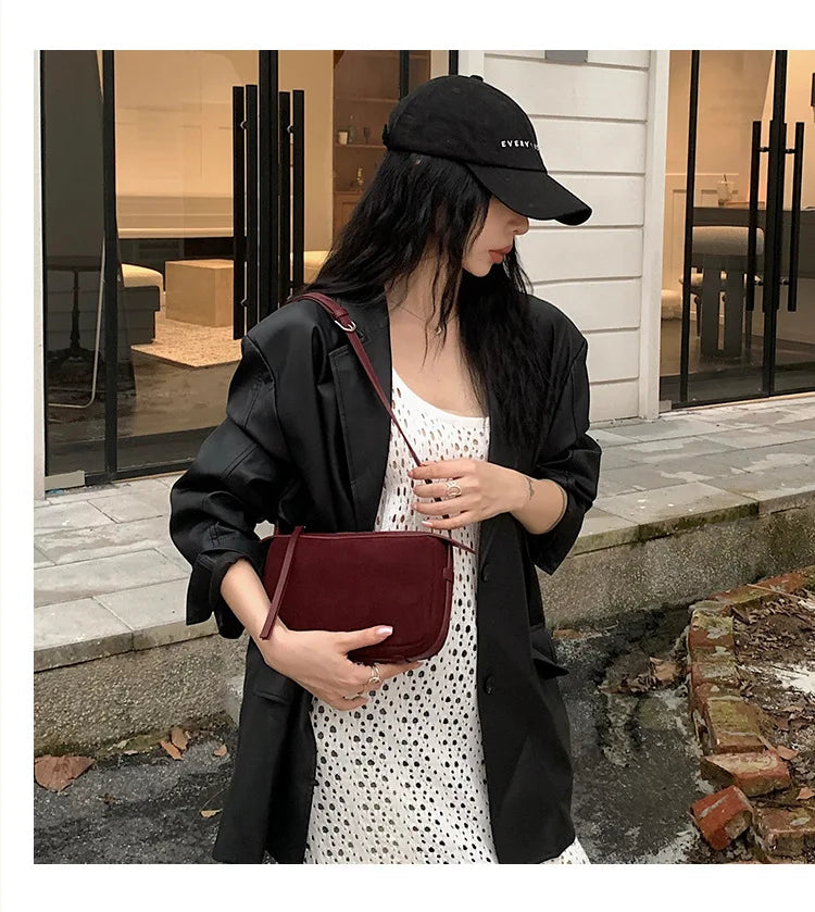Suede shoulder purse