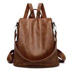 Soft leather travel backpack