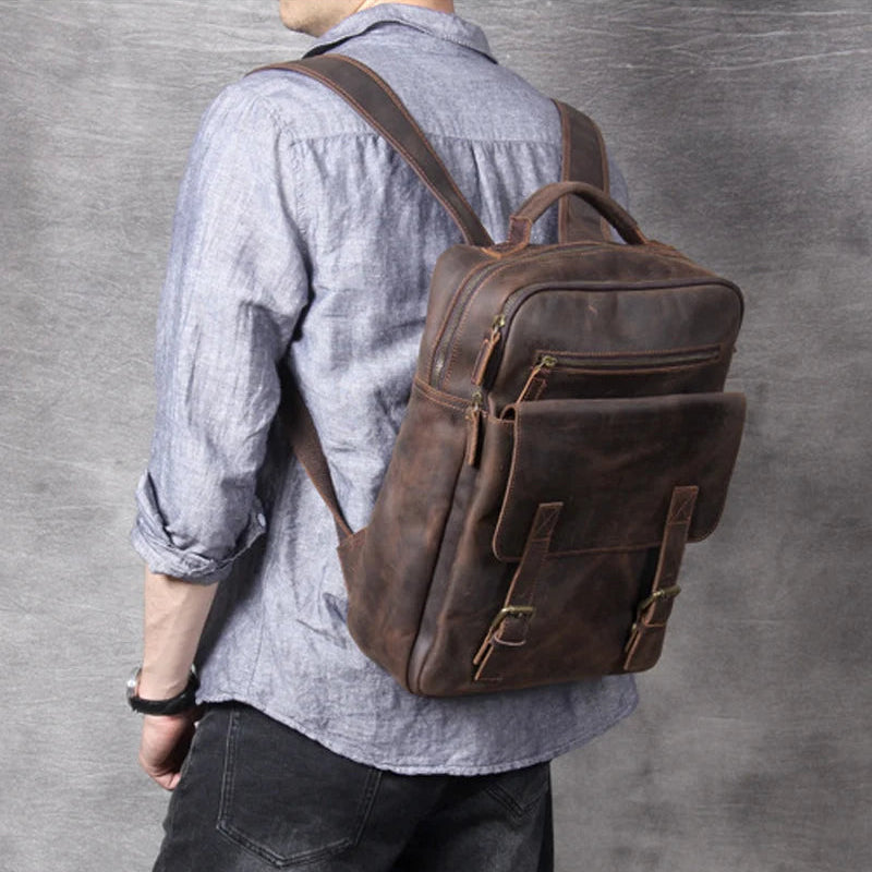 Leather hiking rucksack