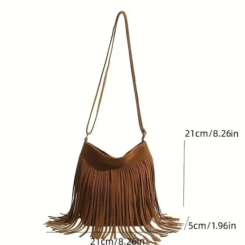 Classic suede shoulder bag with soft silhouette