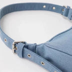 Soft denim shoulder handbag