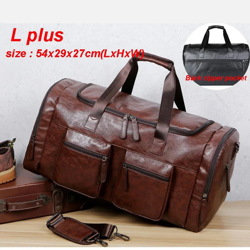 Convertible leather duffle bag