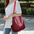 Soft leather backpack for women