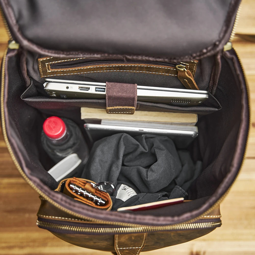 Leather rucksack for men