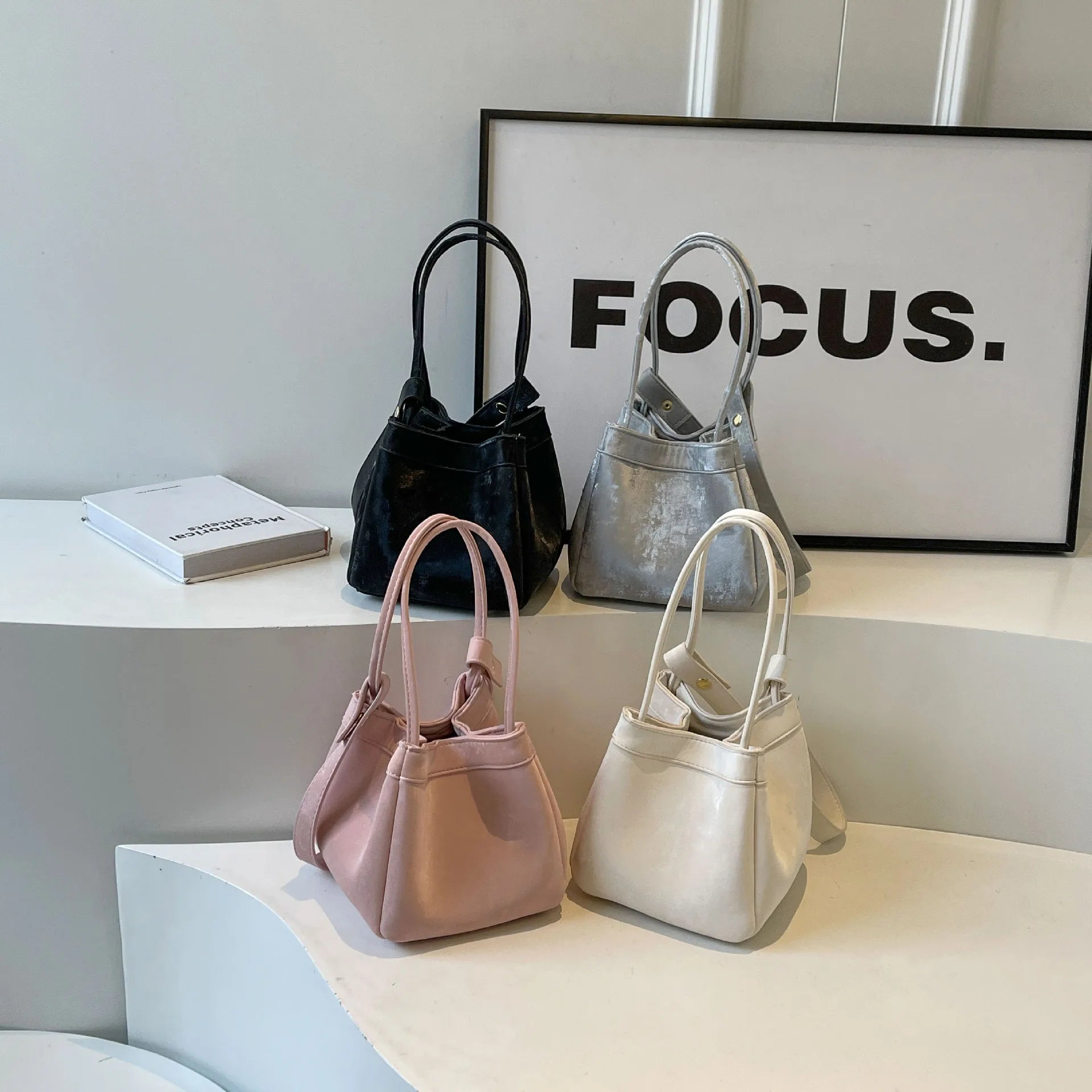 Suede box slouch bag