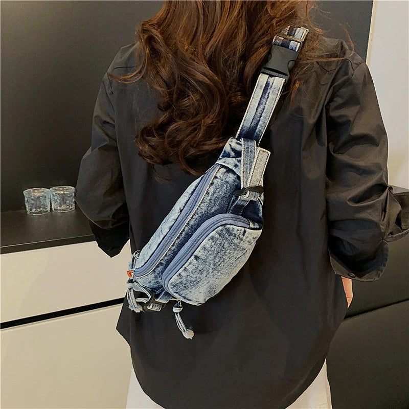 Denim waist bag