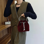 Corduroy handbag with chain strap