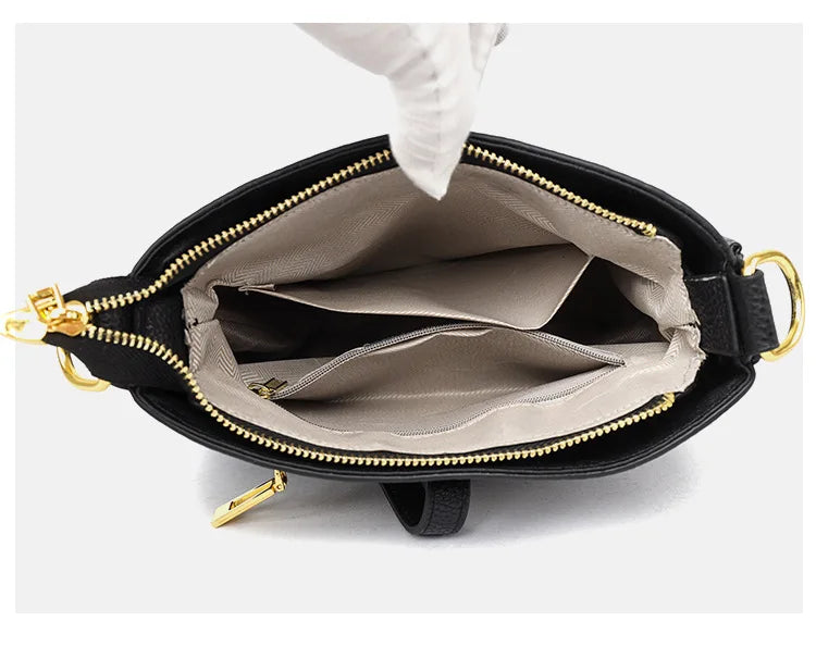 Functional leather crossbody bag