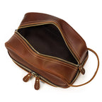 Leather cosmetic and toiletry bag
