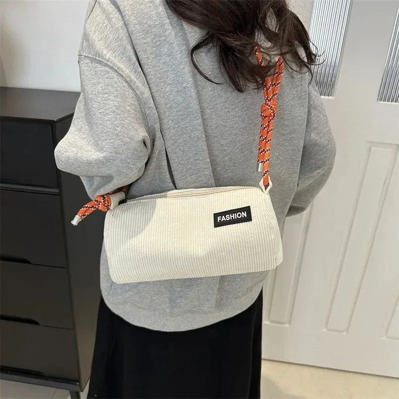 Corduroy handbag with slim strap
