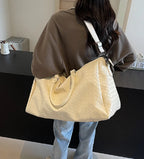 Zip-top leather overnight duffle bag